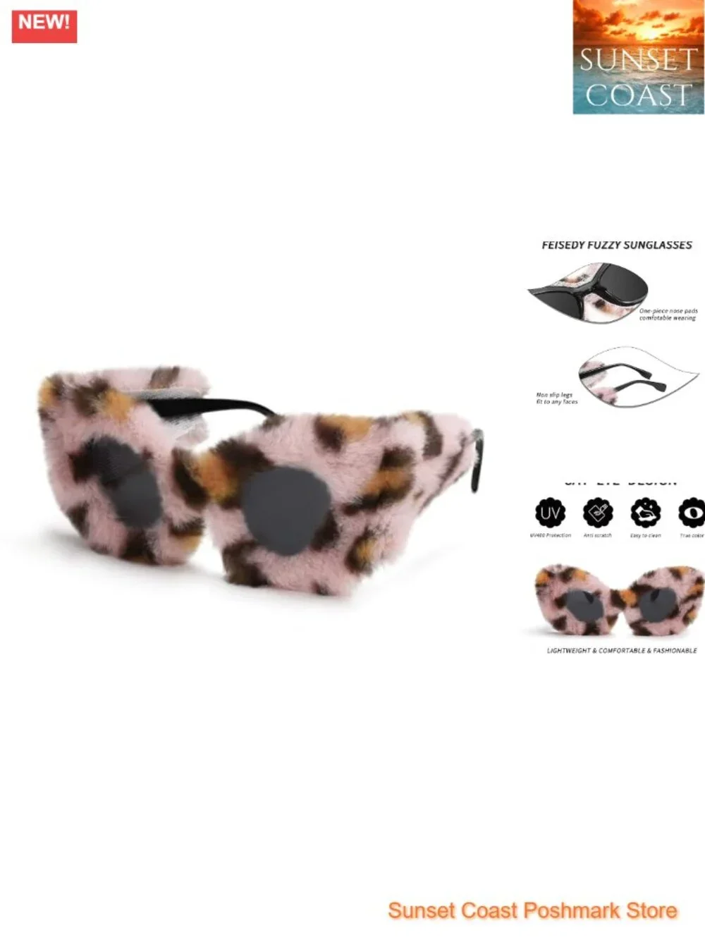Plush Fuzzy Velvet Cat Eye Sunglasses UV400 Party Masquerade